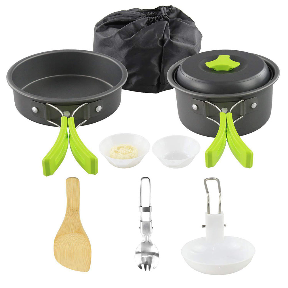 "Hochwertiges Camping-Kochset aus Aluminium - Outdoor-Kochgeschirr mit Topf, Pfanne, Teekanne & Mehr - Ideal für Wandern, Picknick, BBQ"