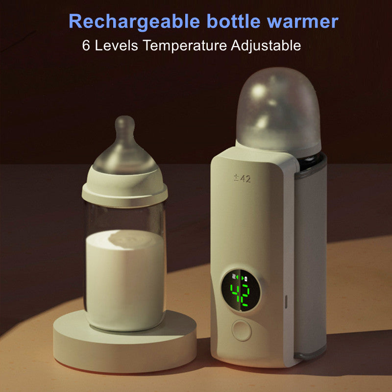 "Tragbarer, Kabelloser Babyflaschenwärmer mit USB-Ladefunktion – Konstante 42°C Milchtemperatur, Lange Akkulaufzeit, Universal Flaschenpassform"