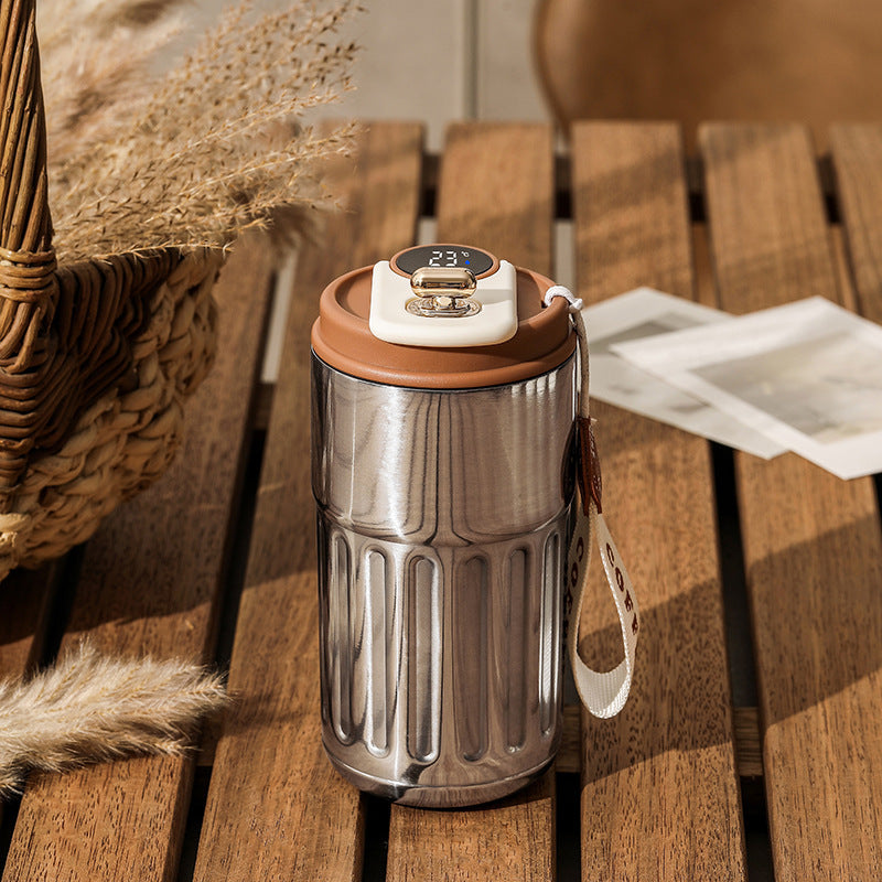 "Intelligente Digitale Thermosflasche - Tragbarer Edelstahl-Kaffeebecher, Auto-Isolierbecher, Vakuum-Flasche, 450ml Kapazität, Hitze- und Kältebeständig"