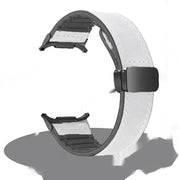 "22mm Magnetisch-Verschluss Herren Uhrenarmband aus Silikon-Leder in Punk Street-Stil - Schwarz, Braun, Weiß, Grün"