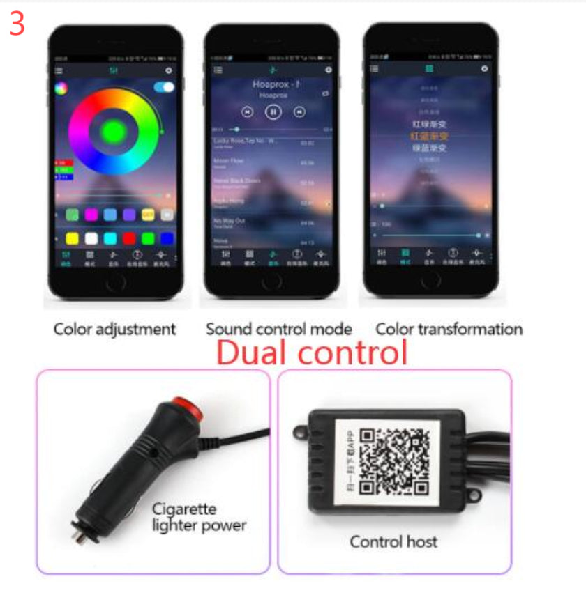 "RGB Auto Innenbeleuchtung - Flexible, App-gesteuerte Stimmungslichter mit Musikrhythmus - Einfach zu installieren"