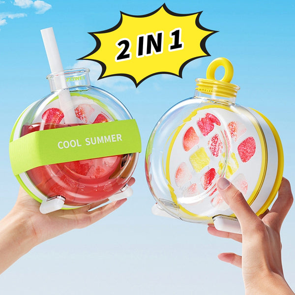 "Sommer Silikon Eiswürfelbereiter und Trinkflasche 2-in-1, Wiederverwendbare Eisbecher, Tragbare Kanne Küchenhelfer - Neu und Hochwertig"