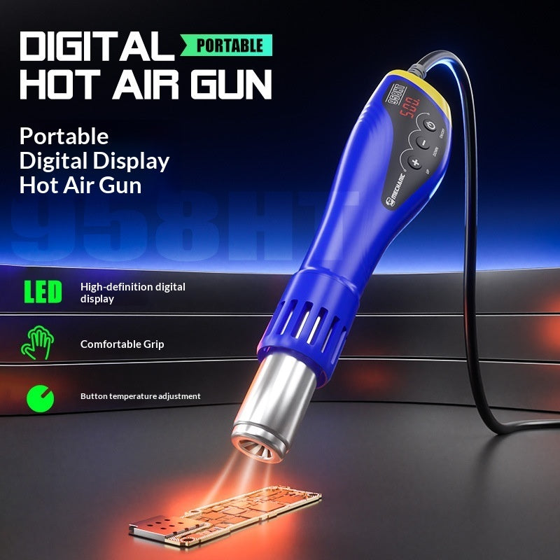 "Tragbarer Heißluftgebläse mit Digitalanzeige - Temperaturverstellbar, Ideal für Kunststofffolien-Versiegelung, 600 Watt, 100-550°C"