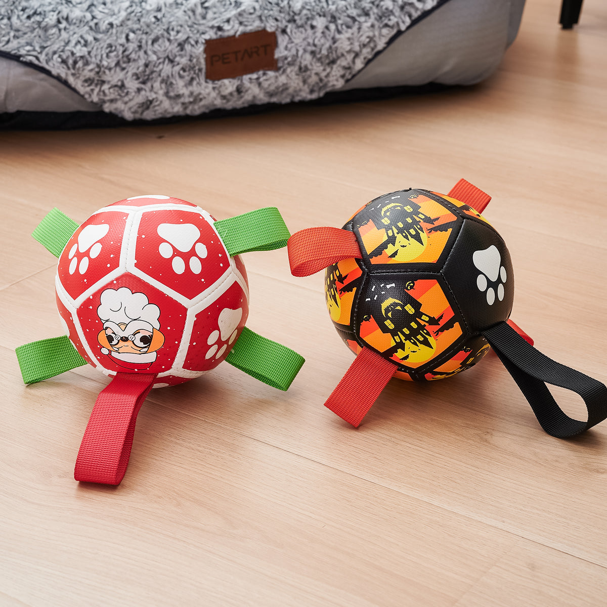 "Interaktives Hundespielzeug Fußball mit Gurten - Wasserspielzeug für Tauziehen - Ideales Geschenk für Haustiere zu Halloween, Weihnachten & Geburtstag"