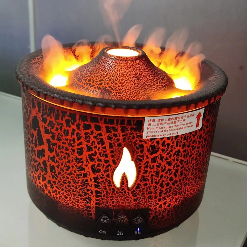 "Kreativer Ultraschall Aroma-Diffusor mit Vulkan & Quallen-Lichteffekten - Luftbefeuchter für Entspannung und Wohlbefinden"