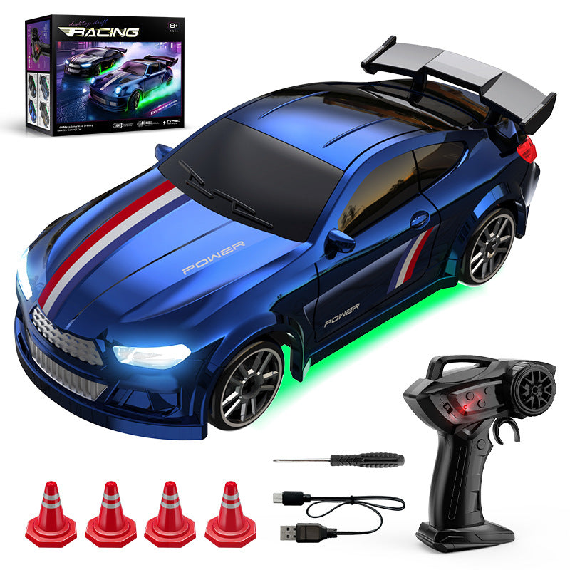 "BMW & Porsche 4WD RC Drift Auto Spielzeug mit Beleuchtung und 2.4G Fernbedienung - in Blau und Schwarz"