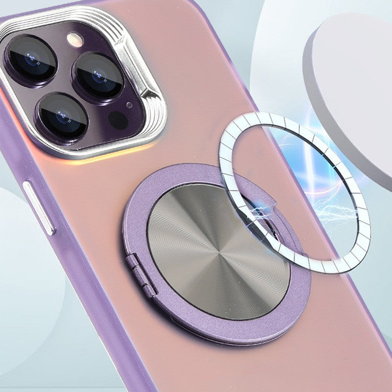 "Farbenfrohe 360° Drehbare Magnetische Handyhülle mit Klebehalterung und Legierungslinsenschutz für iPhone - Stoßfest, Wärmeableitung, Anti-Fall, Anti-Fingerabdruck"