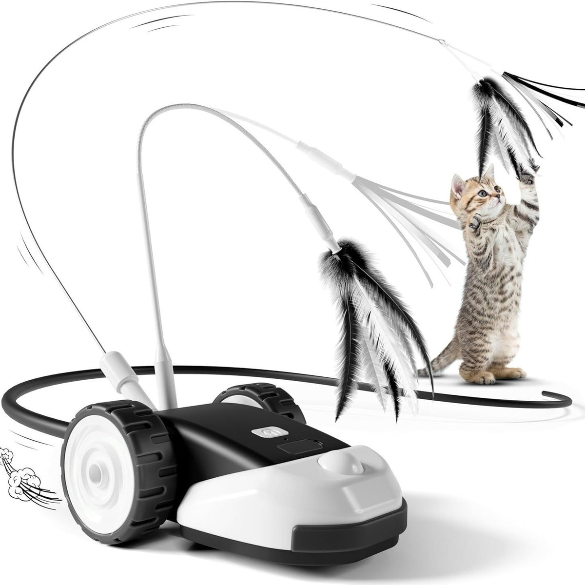 "Intelligente Ferngesteuerte Elektro-Katzenspielzeug Auto mit Feder - Grau, Braun"