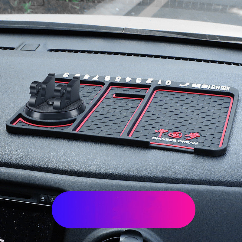 "4-in-1 Rutschfestes Auto-Telefon-Pad mit Parknummern-Karte, 360° Handyhalterung und Aromatherapie-Fach - Sichere und organisierte Fahrerlebnis"