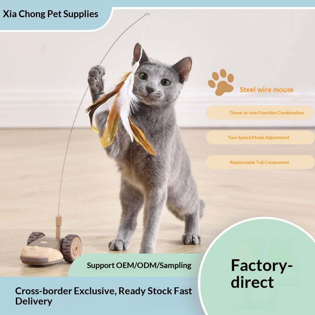 "Intelligente Ferngesteuerte Elektro-Katzenspielzeug Auto mit Feder - Grau, Braun"