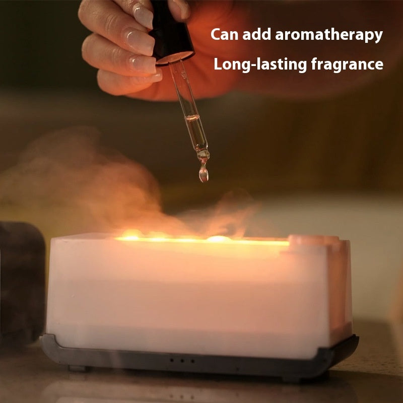 "USB Aromatherapie Diffusor mit Zeitschaltuhr, Flammen-Simulation und Beruhigendem Nebel - Ideal für Haushalt und Büro"