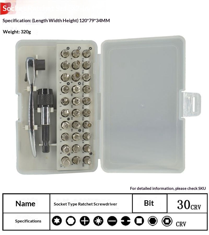 "Premium Chrom-Vanadium-Stahl Schraubendreher Set - 33-in-1 Abgenutzte Schraube Ratsche, Ideal für Haushaltsreparaturen"