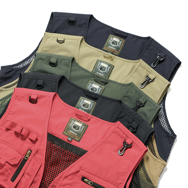 14 Taschen Sommer Neu Herren US Taktische Wander- und Angelweste Herren Fotografenweste Mesh-Cargo-Weste Ärmellose Jacke Werkzeugweste