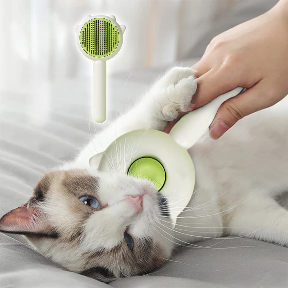 "Premium Haustier-Haarreinigungsbürste mit Auslöseknopf - Effektive Fellpflege für Hunde & Katzen aller Haartypen - Massage & Pflege, reduziert Verlust"