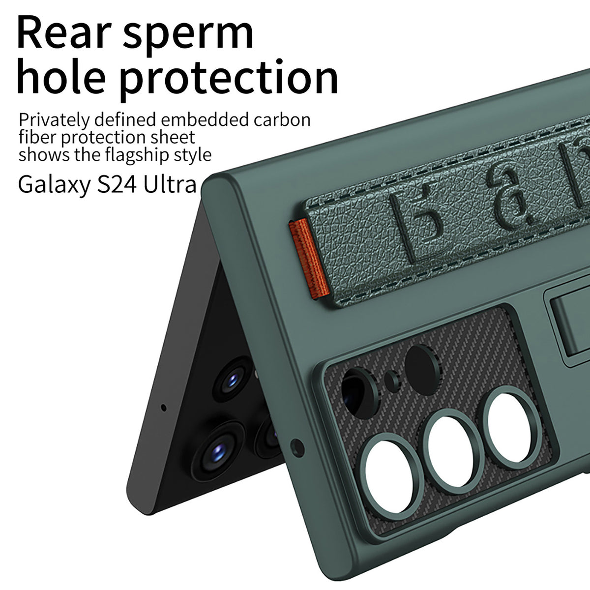 "Sturzsichere Handyhülle mit Armbandhalterung - Elegante Schutzschale für Samsung, PC-Material, Ins-Stil in Kalt-Schwarz, Silber, Waldgrün, Karbonfaser-Muster"