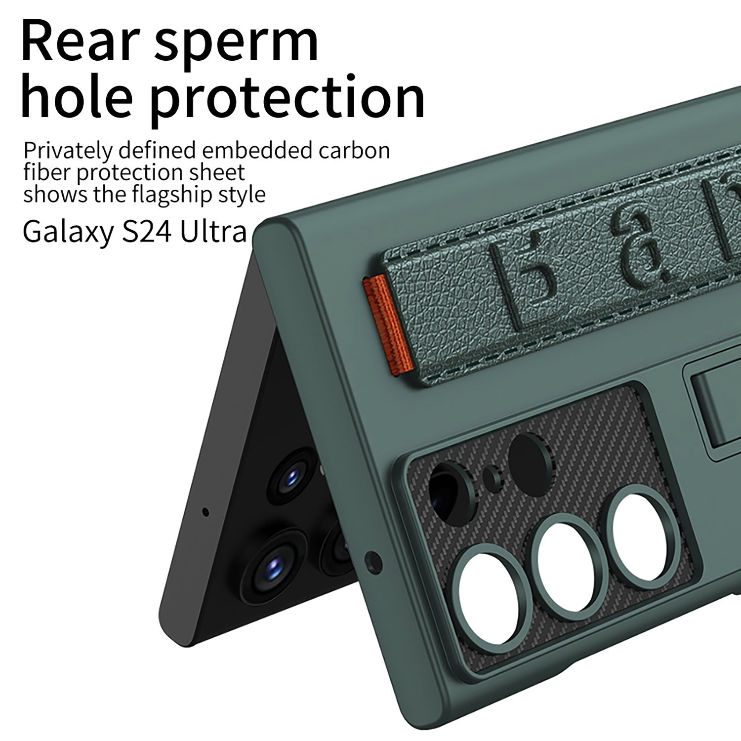 "Sturzsichere Handyhülle mit Armbandhalterung - Elegante Schutzschale für Samsung, PC-Material, Ins-Stil in Kalt-Schwarz, Silber, Waldgrün, Karbonfaser-Muster"