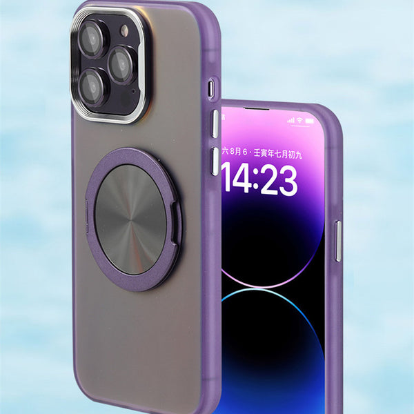 "Farbenfrohe 360° Drehbare Magnetische Handyhülle mit Klebehalterung und Legierungslinsenschutz für iPhone - Stoßfest, Wärmeableitung, Anti-Fall, Anti-Fingerabdruck"