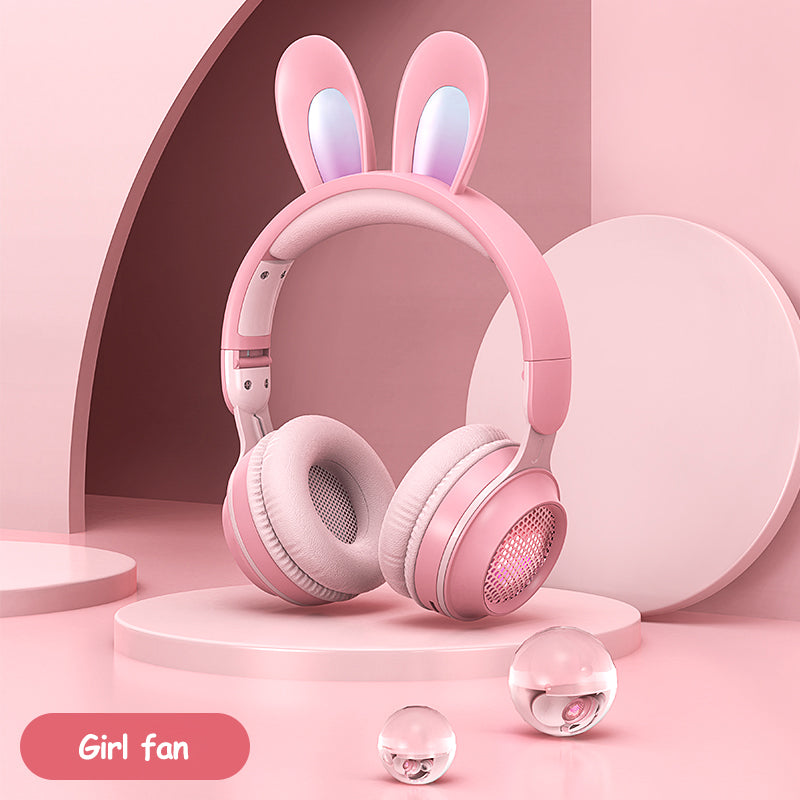 "Leuchtende Hasenohr-Kopfhörer, Kabellos & Ausziehbar, Bluetooth 5.0, Stereo, Anruffunktion, Unterstützt Musik, USB-Aufladung, RGB-Beleuchtung - Ideal für Handy, Tablet & Laptop"