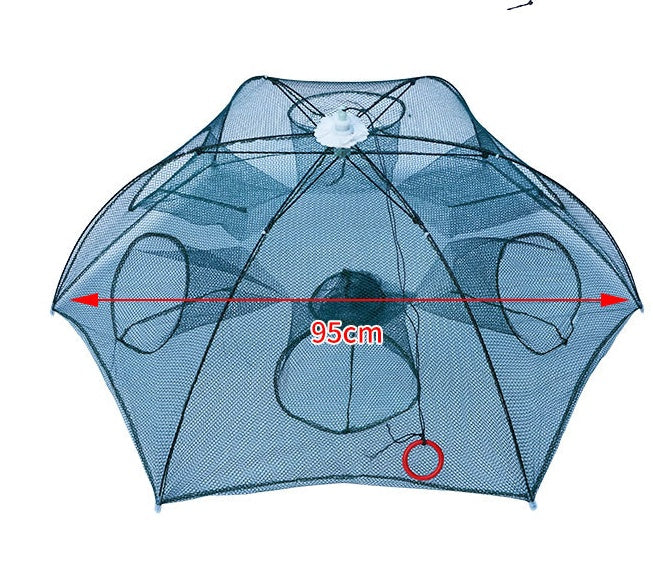 "Robustes Automatisches Fischernetz - Faltbare Nylon Krabbenfalle mit 4-20 Löchern - Ideal für Smelt, Aal, Krabben & Mehr"