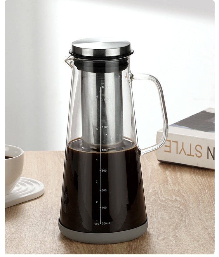 "Hochwertige Hochborosilikatglas Cold Brew Teekanne - Für Aromatischen Kaffee & Eistee"