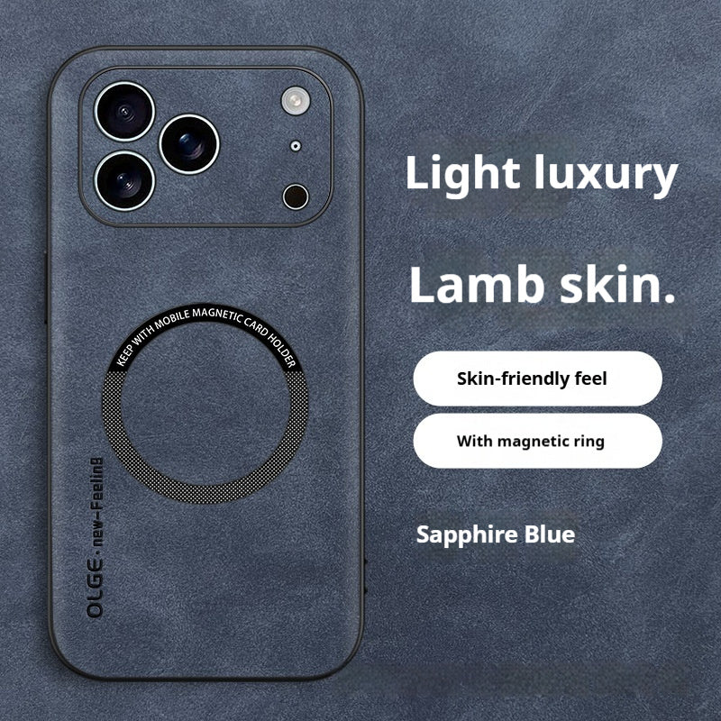 "Ultra-dünne Luxus Leder Handyhülle mit Magnetladung für iPhone - Sturzschutz und Attraktives Design"