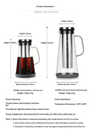 "Hochwertige Hochborosilikatglas Cold Brew Teekanne - Für Aromatischen Kaffee & Eistee"