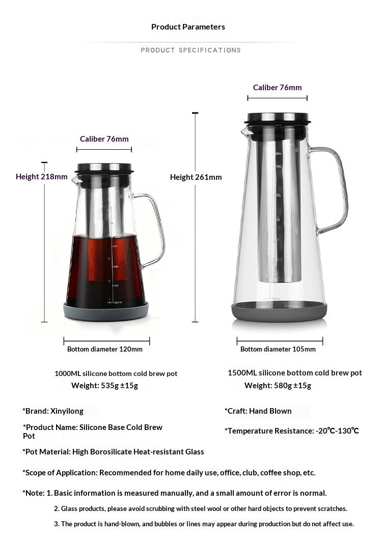 "Hochwertige Hochborosilikatglas Cold Brew Teekanne - Für Aromatischen Kaffee & Eistee"