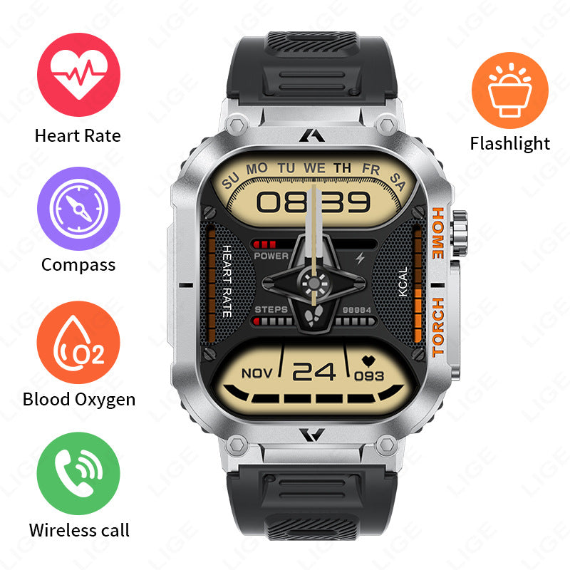 "Multifunktionaler Gesundheitsmonitoring Smartwatch - Blutdruckmessung, Herzfrequenz, Schlafüberwachung und mehr - Wasserdicht und Bluetooth-fähig"