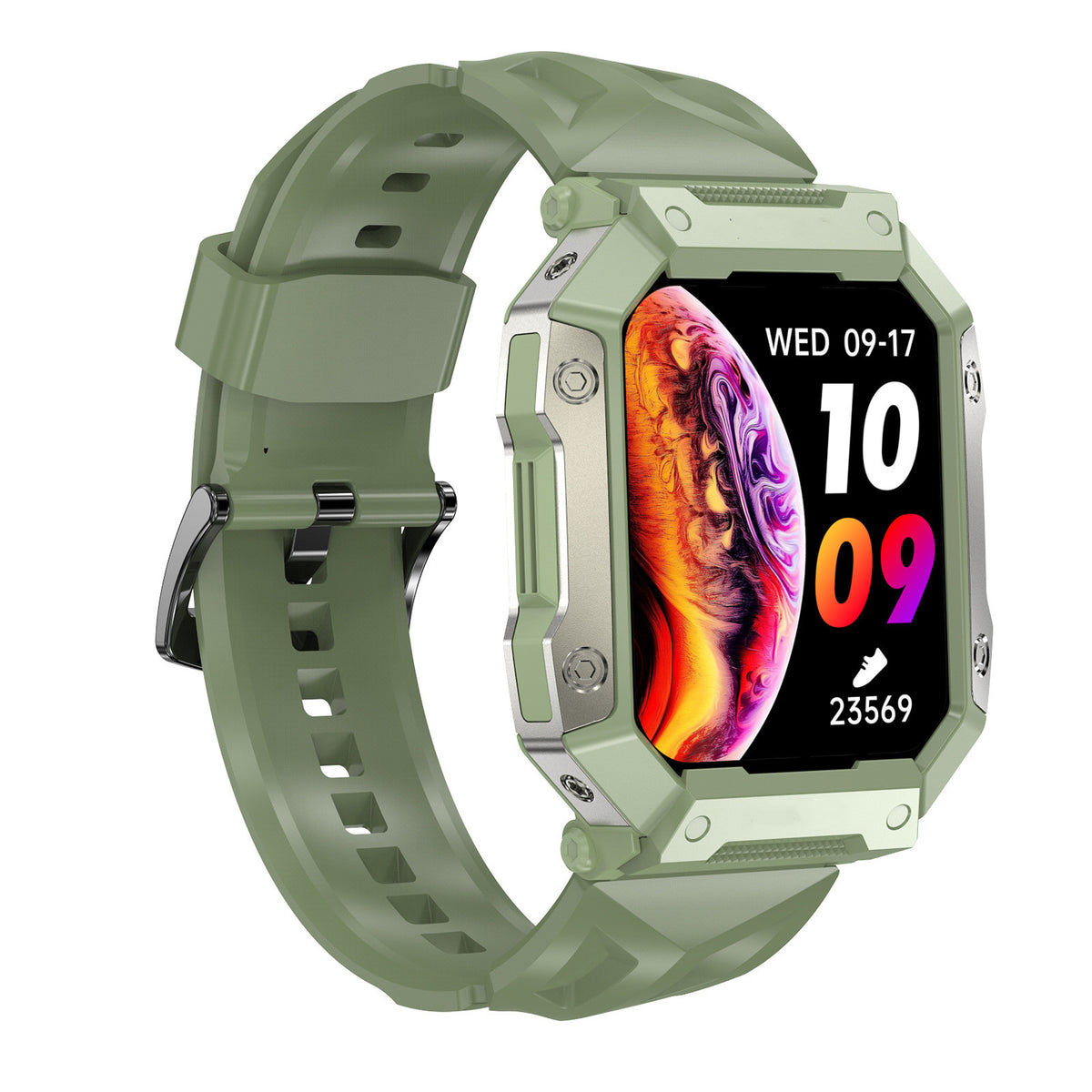 "Modische Sport-Smartwatch mit Herzfrequenzmessung, Wasserdicht, Silikonarmband, TFT-Bildschirm, Magnetisches Laden - Schwarz/Orange/Grün/Gelb"
