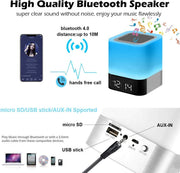 "Tragbarer Bluetooth Wecker Lautsprecher mit Touchscreen, LED-Licht und Farbenfroher Beleuchtung - 4000mAh Akku, 5W+ Verstärker"