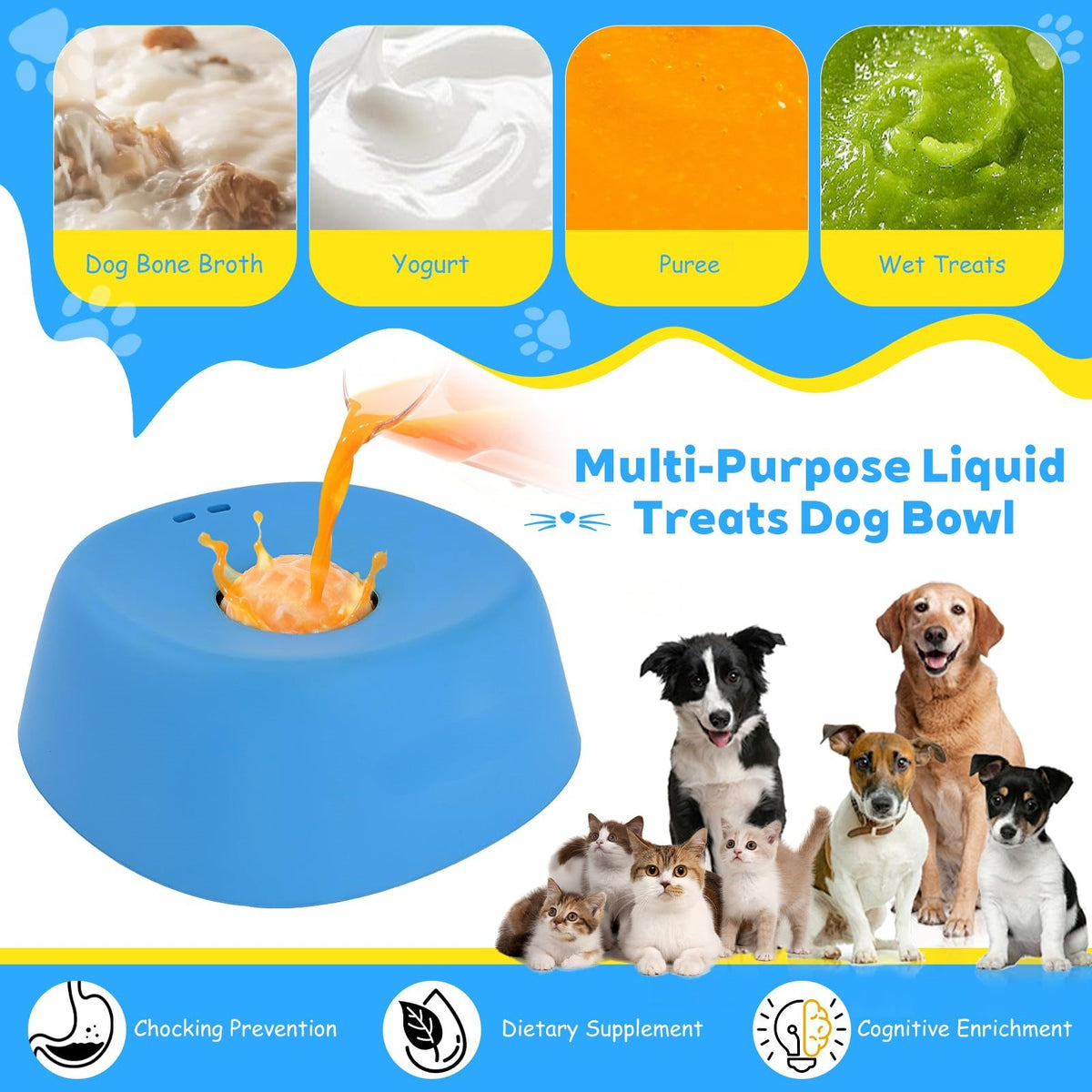"Anti-Erstickungs-Hundeschüssel: Rutschfester Pet Slow Feeder und Leck-Spielzeug für Flüssigleckerbissen, Knochenbrühe, Joghurt - Hochwertiges Material, Einzigartiges Design"