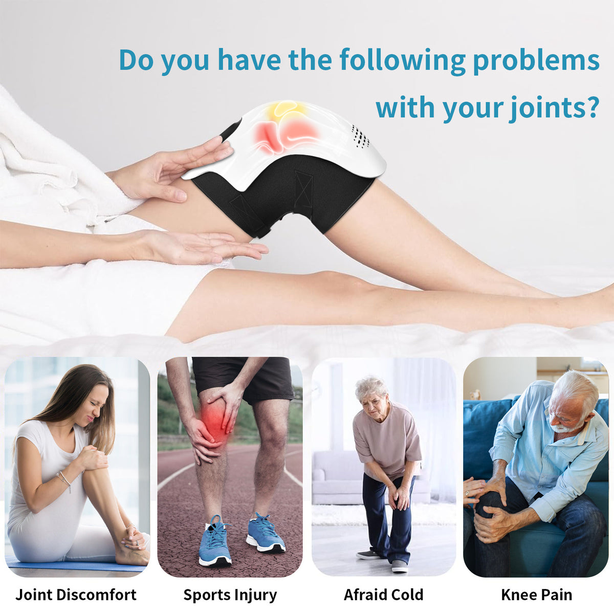 Intelligentes Heimgerät Elektrisches intelligentes Knie-Massagegerät mit Knetfunktion und Heizfunktion Wiederaufladbares Knie-Massagegerät zur Schmerzlinderung mit Infrarot-Laser und Vibration