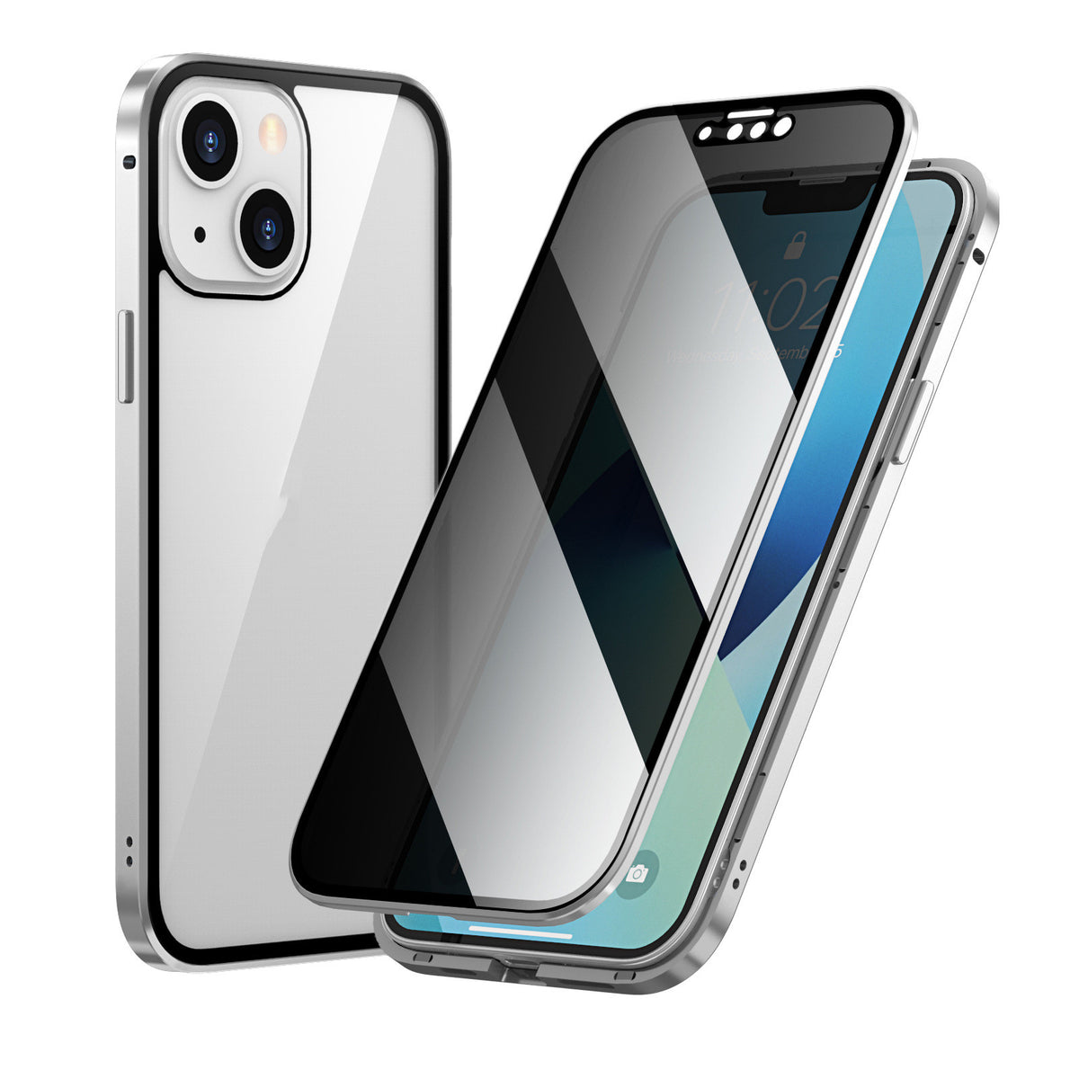 "Hochauflösende Doppelseitige Glas-Magnet Handyhülle aus Metall, Kompatibel mit iPhone Modellen, Minimalistisches Design in Vielfältigen Farben"