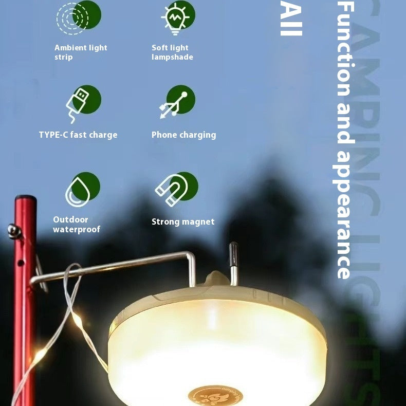 "Multifunktionale Aufladbare Campinglampe - Perfekt für Outdoor-Abenteuer und Sicherheit in der Nacht"