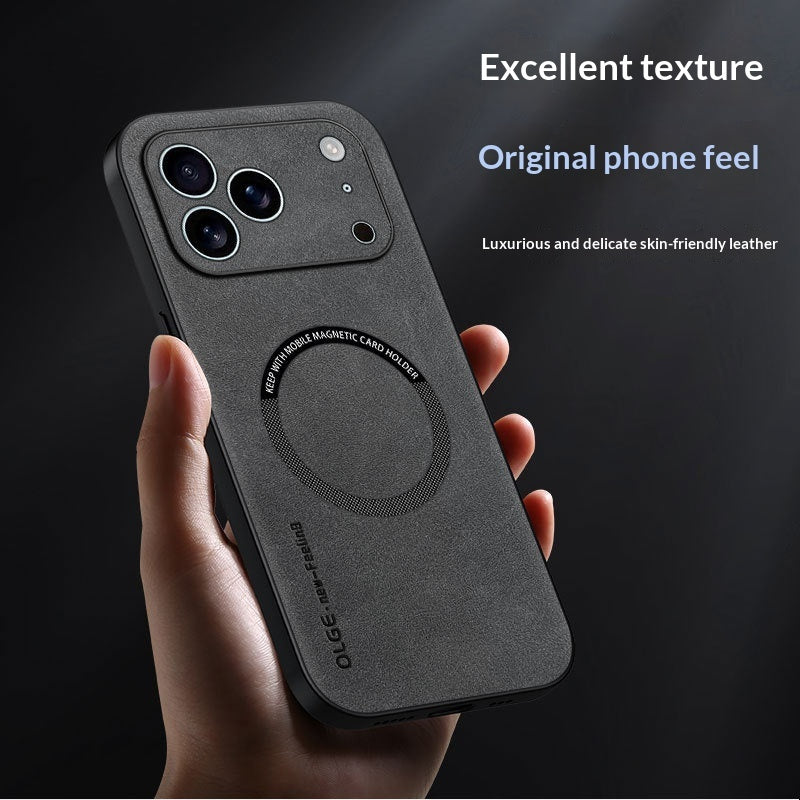 "Ultra-dünne Luxus Leder Handyhülle mit Magnetladung für iPhone - Sturzschutz und Attraktives Design"