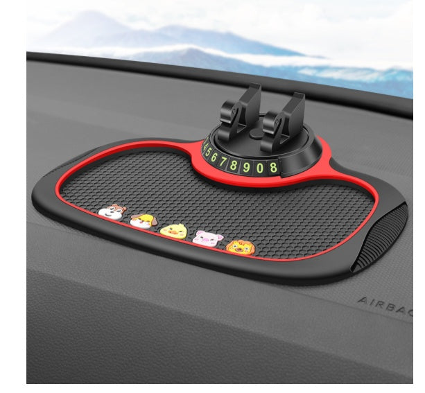 "4-in-1 Rutschfestes Auto-Telefon-Pad mit Parknummern-Karte, 360° Handyhalterung und Aromatherapie-Fach - Sichere und organisierte Fahrerlebnis"