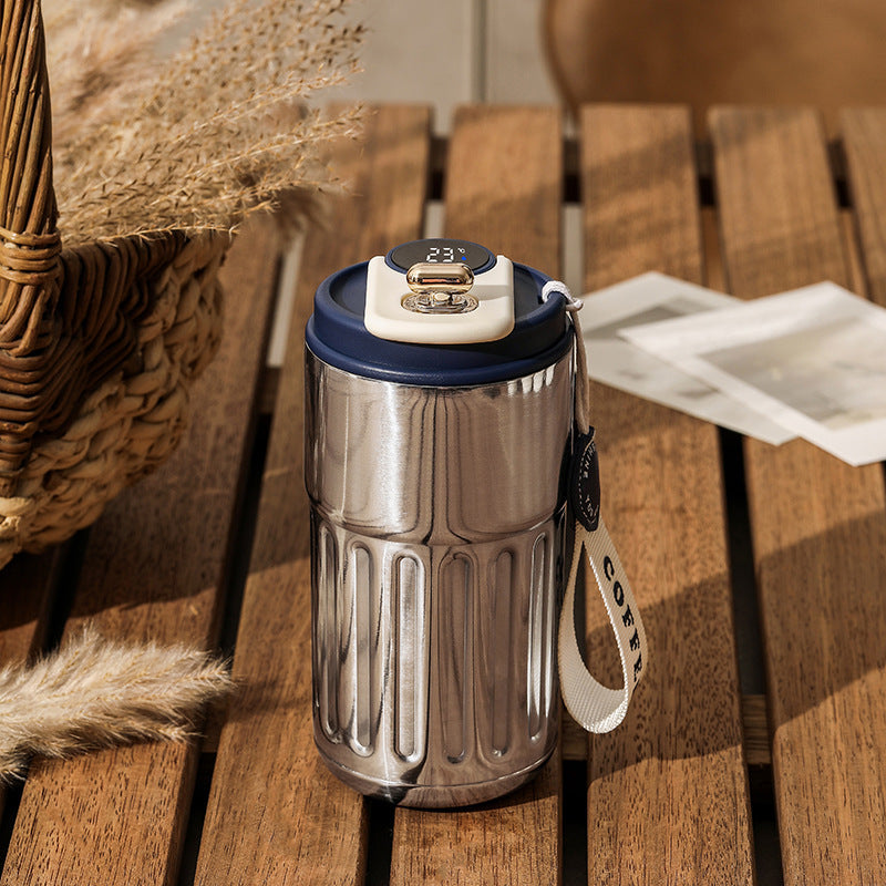 "Intelligente Digitale Thermosflasche - Tragbarer Edelstahl-Kaffeebecher, Auto-Isolierbecher, Vakuum-Flasche, 450ml Kapazität, Hitze- und Kältebeständig"