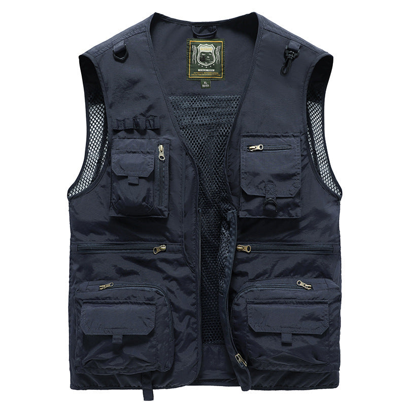 14 Taschen Sommer Neu Herren US Taktische Wander- und Angelweste Herren Fotografenweste Mesh-Cargo-Weste Ärmellose Jacke Werkzeugweste