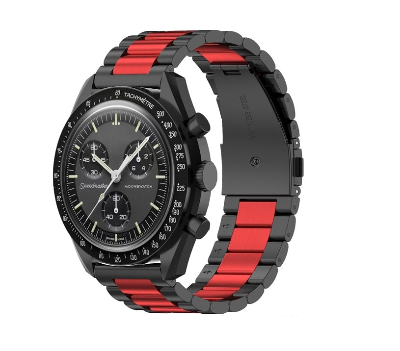 "Vielseitige Edelstahl Armbanduhr mit Drei-Perlen-Stahlband in Verschiedenen Farben - 20mm Interface Größe"