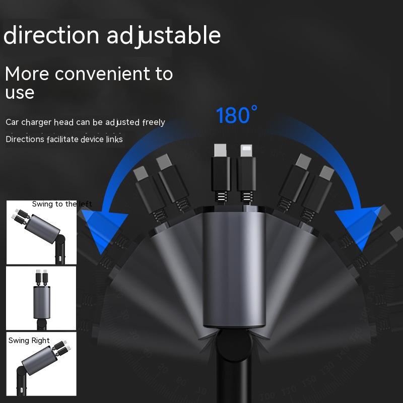 "Ultra-Schnell 100W Metall Auto Ladegerät - USB und TYPE-C Adapter mit Zigarettenanzünder - Einfache Handhabung und einstellbare Richtung"