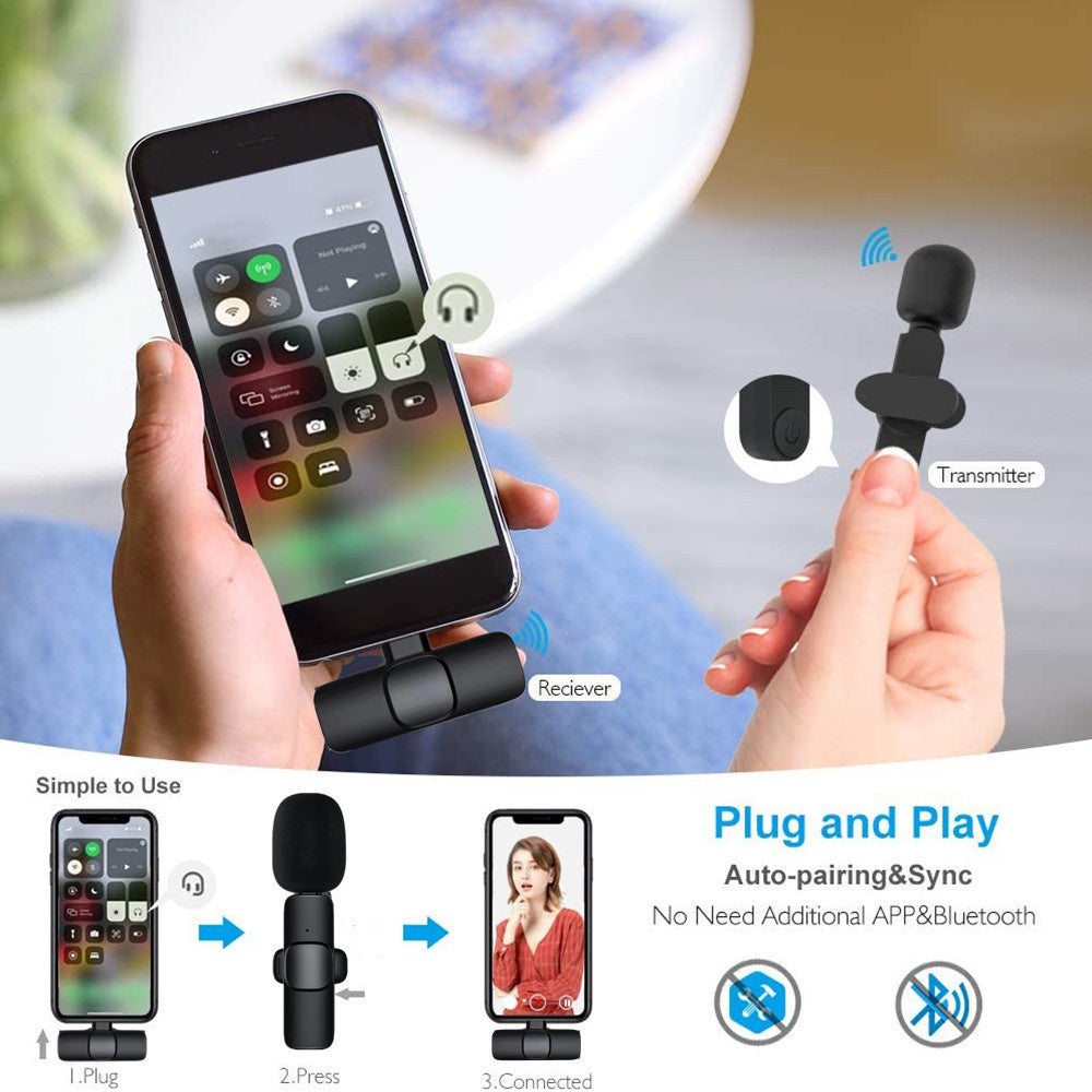 "Kompaktes, Drahtloses Lavalier-Mikrofon für iPhone & Android - Perfekt für Live-Übertragungen, Gaming und Interviews mit Langer Akkulaufzeit"