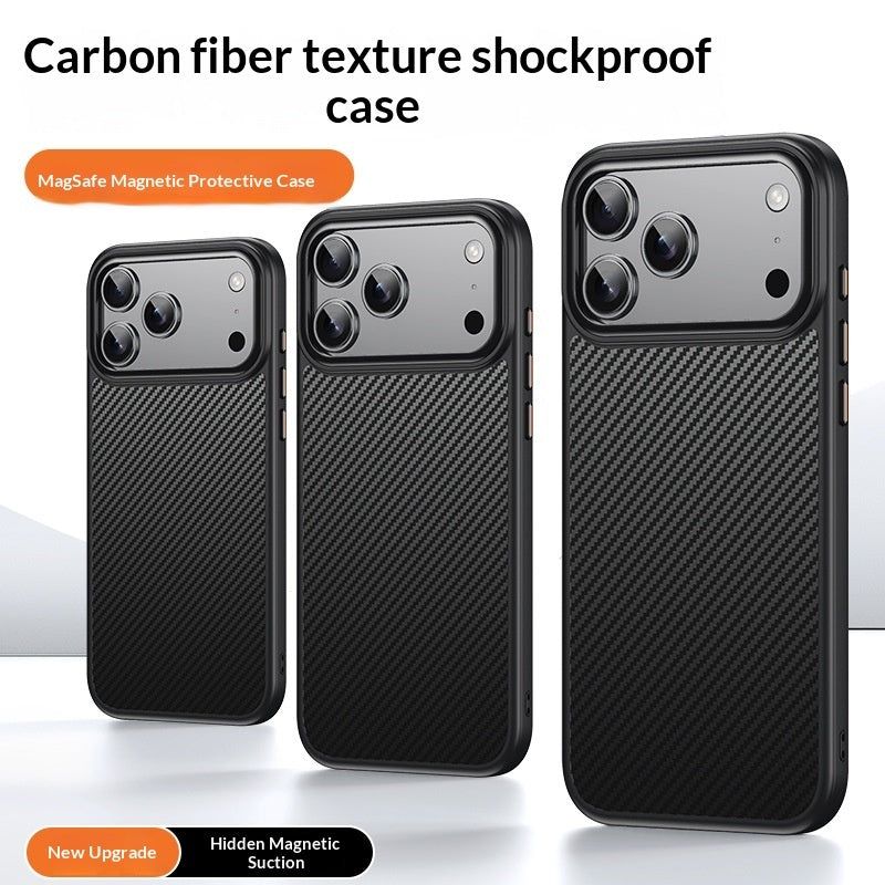 "Premium Carbonfasern Smartphone Hülle mit Magnet-Design - Stoßfest, Fingerabdruckbeständig, Kompatibel mit iPhone 13 & 14 Pro Modellen"