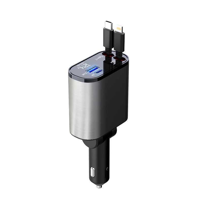 "Ultra-Schnell 100W Metall Auto Ladegerät - USB und TYPE-C Adapter mit Zigarettenanzünder - Einfache Handhabung und einstellbare Richtung"