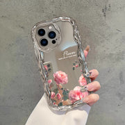 "Rosenblumen-Design Handyhülle: Hitzebeständig, Sturzsicher und Fingerabdruckresistent für iPhone Modelle - Silbergrau"