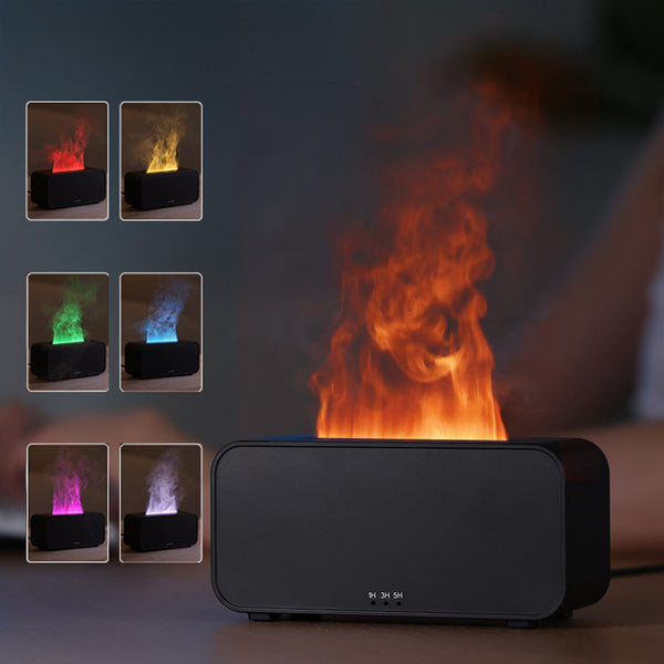 "USB Aromatherapie Diffusor mit Zeitschaltuhr, Flammen-Simulation und Beruhigendem Nebel - Ideal für Haushalt und Büro"