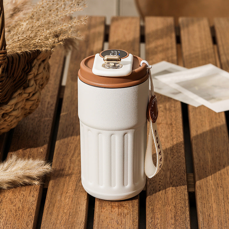 "Intelligente Digitale Thermosflasche - Tragbarer Edelstahl-Kaffeebecher, Auto-Isolierbecher, Vakuum-Flasche, 450ml Kapazität, Hitze- und Kältebeständig"