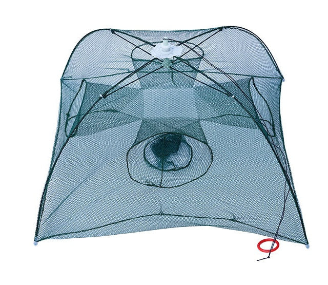 "Robustes Automatisches Fischernetz - Faltbare Nylon Krabbenfalle mit 4-20 Löchern - Ideal für Smelt, Aal, Krabben & Mehr"