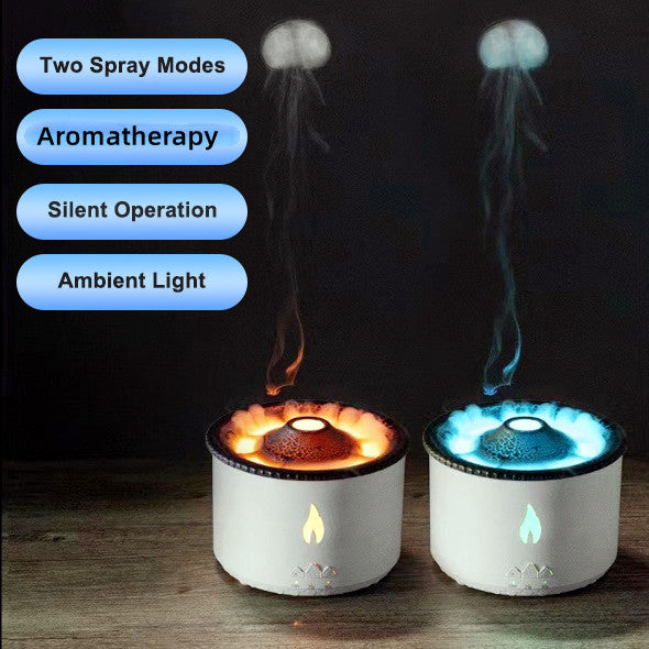 "Kreativer Ultraschall Aroma-Diffusor mit Vulkan & Quallen-Lichteffekten - Luftbefeuchter für Entspannung und Wohlbefinden"