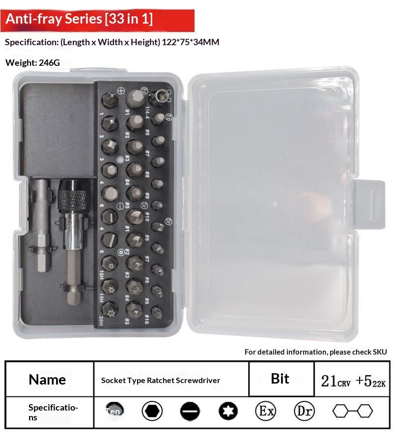 "Premium Chrom-Vanadium-Stahl Schraubendreher Set - 33-in-1 Abgenutzte Schraube Ratsche, Ideal für Haushaltsreparaturen"