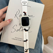 "Kreatives Dackel Silikon Uhrenarmband in Beige Weiß - Inklusive Schutzfolie bei Bestellung - Verschiedene Größen Verfügbar"